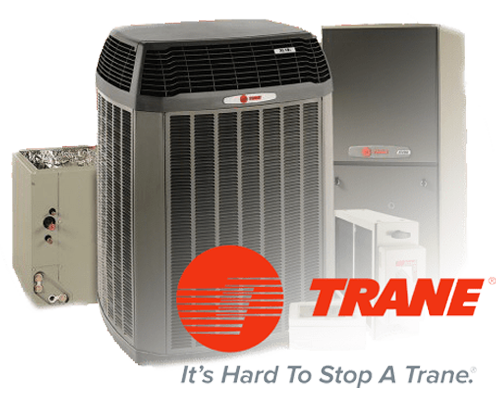 image of furnace and air-conditioning unit with Trane logo